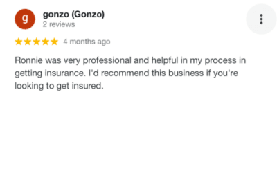 Ronnie, google review, client feedback, Gonzo