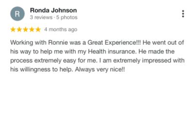 Ronnie, google review, client feedback, Ronda Johnson